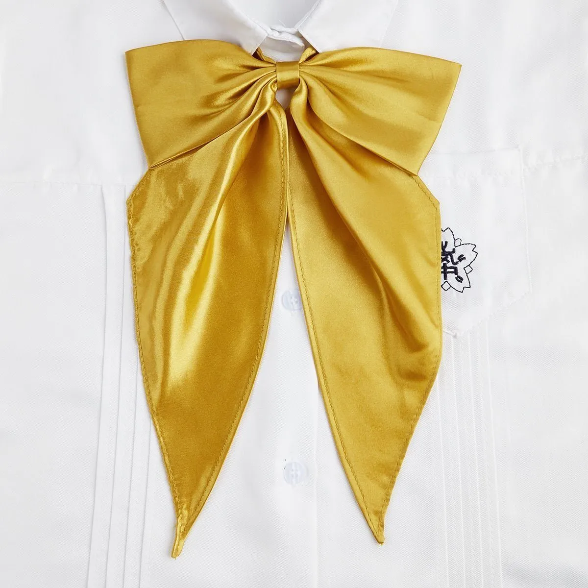 Yellow Oversized Bow Tie Women's Solid Color Bow Jk Uniform Shirt Wine Red College Style Swallowtail Butterfly Dragon Collar display picture 1