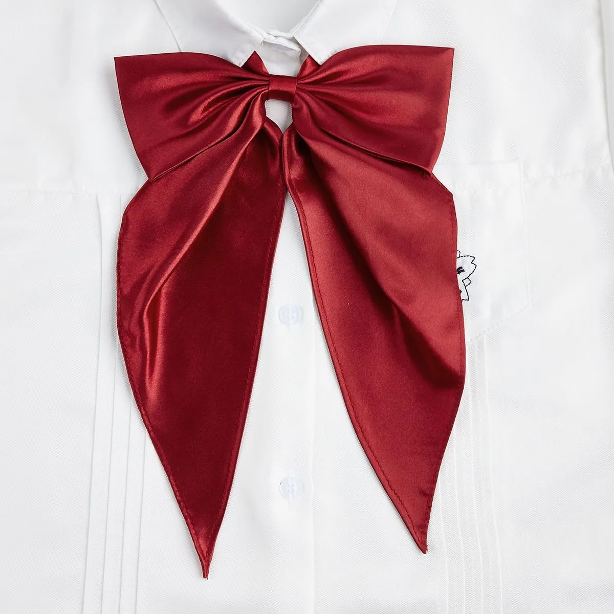 Yellow Oversized Bow Tie Women's Solid Color Bow Jk Uniform Shirt Wine Red College Style Swallowtail Butterfly Dragon Collar display picture 6