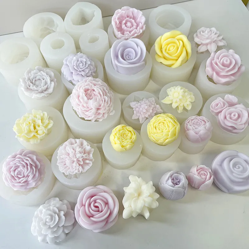 Jiahuimei Flower Aromatherapy Candle Silicone Mold DIY Petal Expanding Stone Handmade Soap Gypsum Gum Dropping Grinding Tool display picture 1