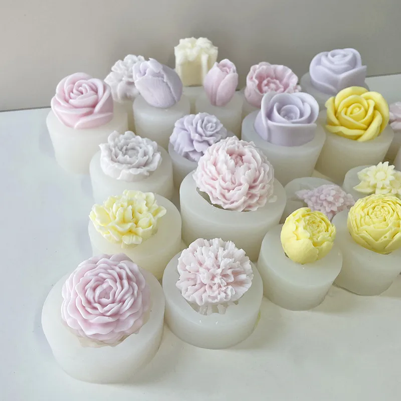 Jiahuimei Flower Aromatherapy Candle Silicone Mold DIY Petal Expanding Stone Handmade Soap Gypsum Gum Dropping Grinding Tool display picture 3