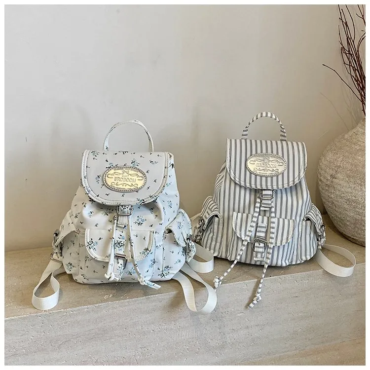 Ditsy Floral Stripe Casual Holiday Women's Backpack display picture 2