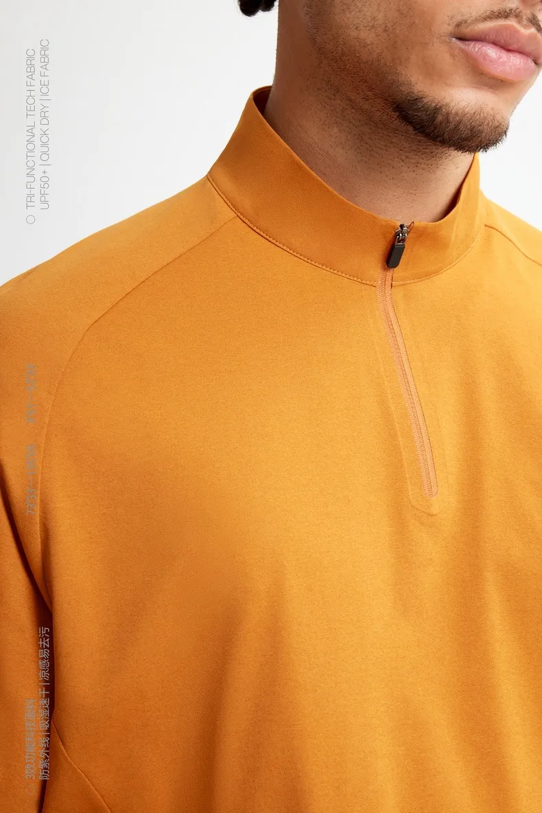 Jie Zhan Men's Wear | Ultrasonic Pressure Glue Riding Zipper T-shirt  Spring/Summer New UPF50 Sports Sunscreen Short Sleeve display picture 7