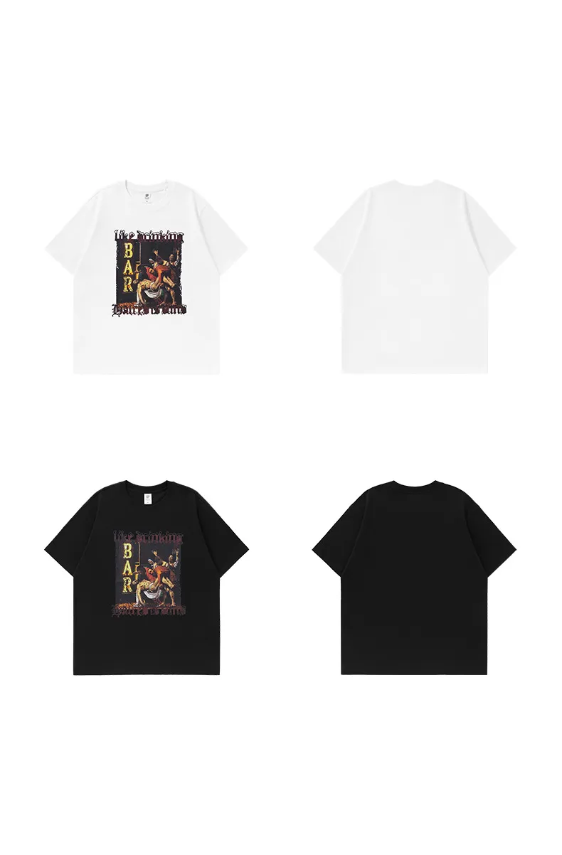 Jie Zhan Men's Wear | Funny Art Painting Printed T-shirt  Spring/Summer New American Street Loose Short Sleeve Jacket display picture 3