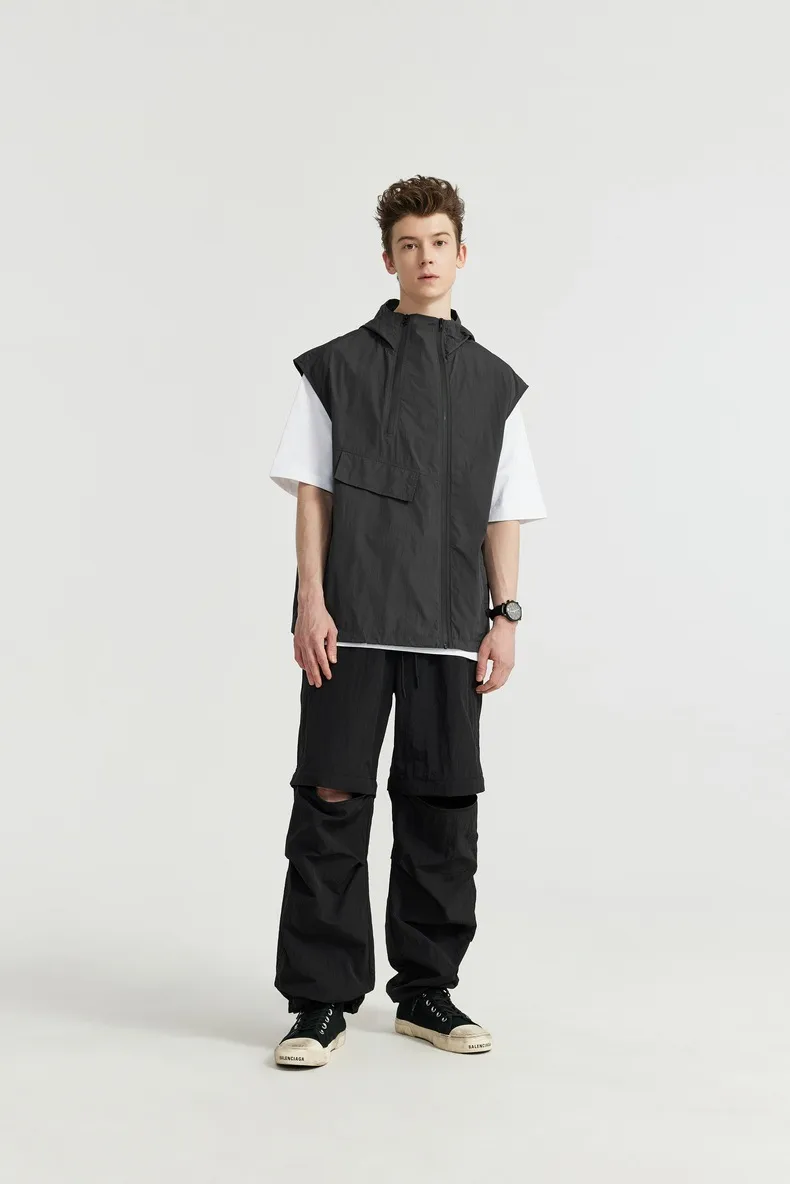 Jie Zhan Men's Wear | Functional Zipper Vest  Spring/Summer New New Vest Fashion Brand Street Hooded Jacket display picture 4