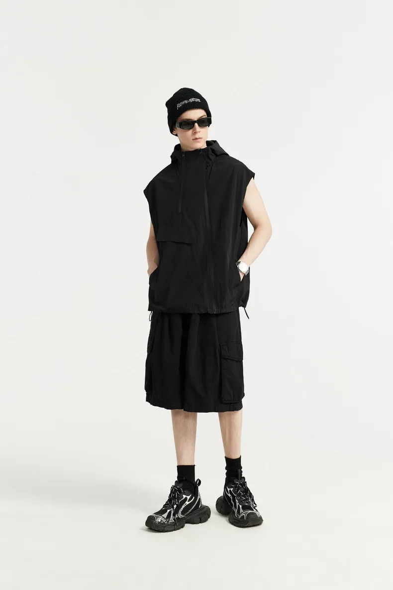 Jie Zhan Men's Wear | Functional Zipper Vest  Spring/Summer New New Vest Fashion Brand Street Hooded Jacket display picture 10