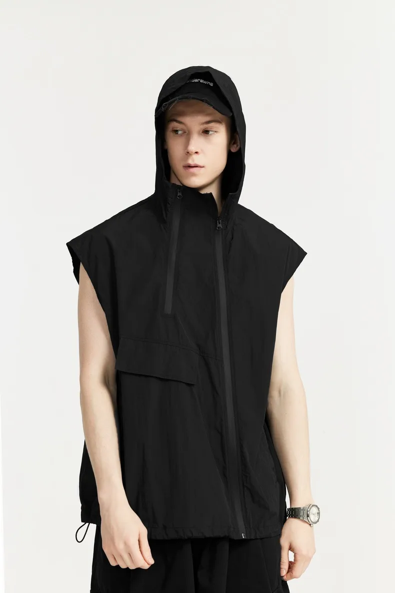 Jie Zhan Men's Wear | Functional Zipper Vest  Spring/Summer New New Vest Fashion Brand Street Hooded Jacket display picture 12