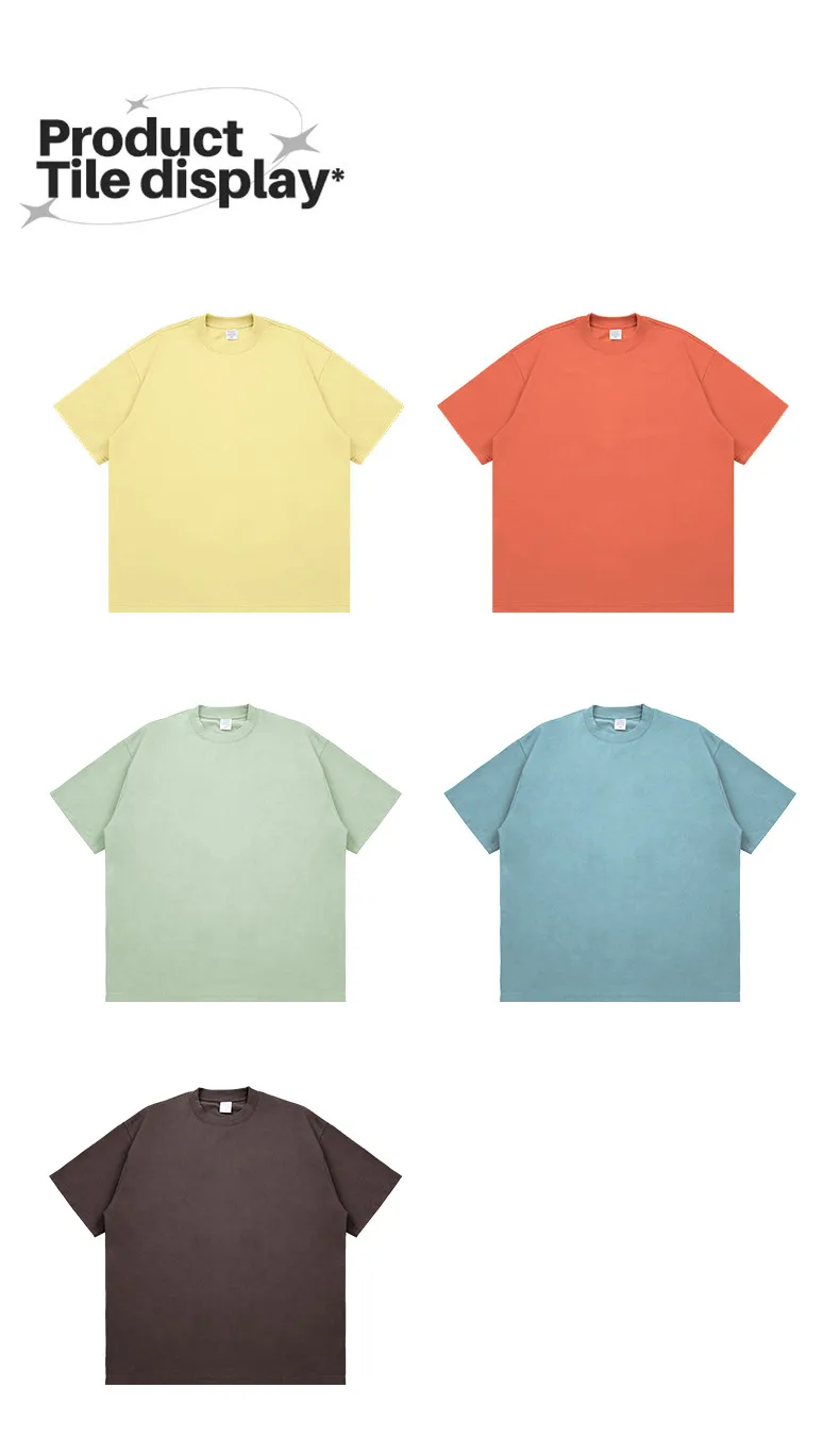 Jie Zhan Men's Wear | 305G Heavy Short Sleeve  Spring/Summer Shoulder Solid Color Street Tide Brand T-Shirt# Sold Out display picture 6