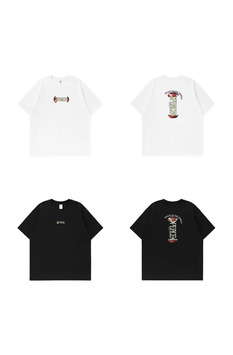 Jiezhan Men's | Peace Printing Fruit Fun T-shirt  Spring And Summer New Loose Tide Crewneck Top Short Sleeve display picture 3