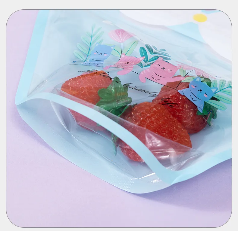 Universal Cute Cartoon Handheld Bear Ziplap Bag Transparent Ins Candy Snack Cookie Toy Gift Storage Bag display picture 4