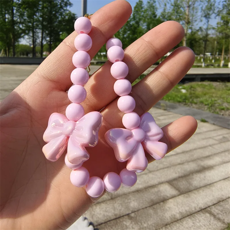 Pet Pearl Necklace Kitty Dog Collar  Bow Cute Love Ornament Silent Black Pink display picture 1