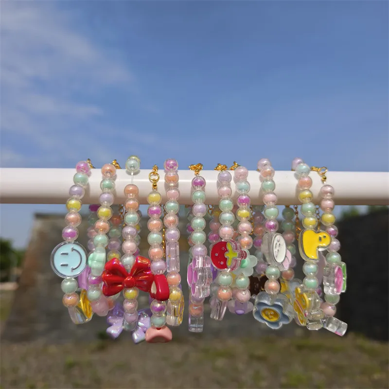 Pet Necklace Colorful Mixed Color Flower Pendant Handmade Beaded Cat Dog Collar Sweet Collar  Foreign Trade display picture 1