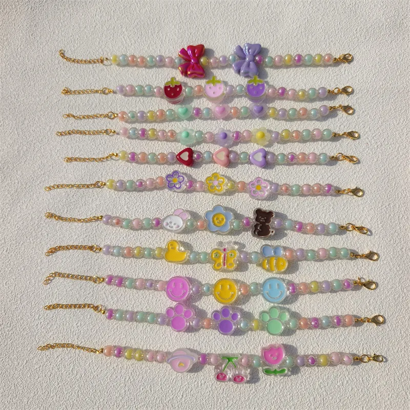 Pet Necklace Colorful Mixed Color Flower Pendant Handmade Beaded Cat Dog Collar Sweet Collar  Foreign Trade display picture 5