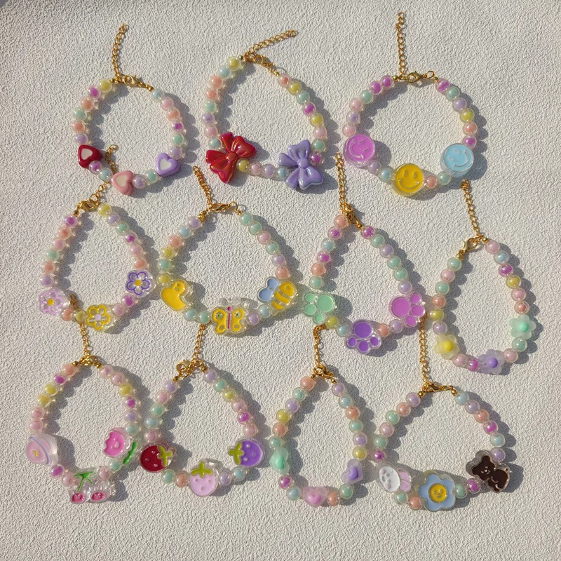 Pet Necklace Colorful Mixed Color Flower Pendant Handmade Beaded Cat Dog Collar Sweet Collar  Foreign Trade display picture 7
