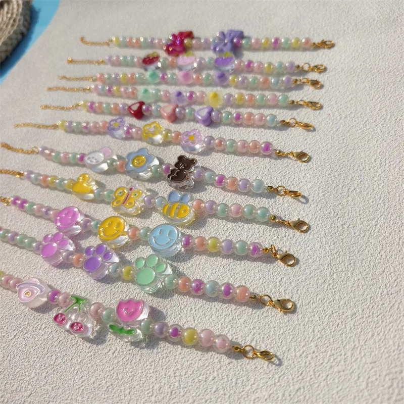 Pet Necklace Colorful Mixed Color Flower Pendant Handmade Beaded Cat Dog Collar Sweet Collar  Foreign Trade display picture 8