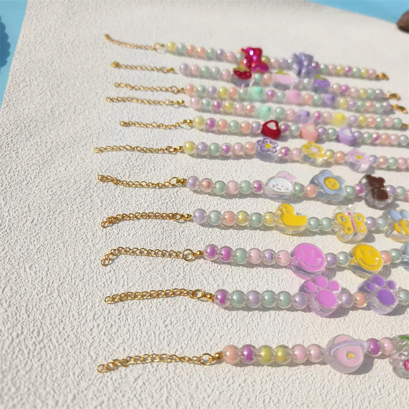 Pet Necklace Colorful Mixed Color Flower Pendant Handmade Beaded Cat Dog Collar Sweet Collar  Foreign Trade display picture 9