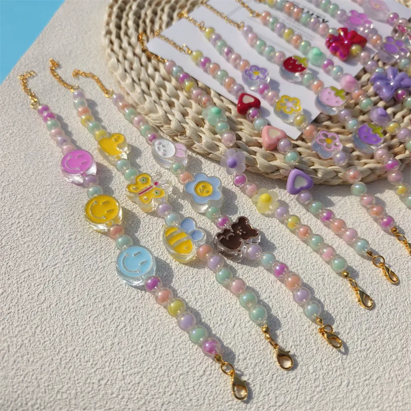 Pet Necklace Colorful Mixed Color Flower Pendant Handmade Beaded Cat Dog Collar Sweet Collar  Foreign Trade display picture 11