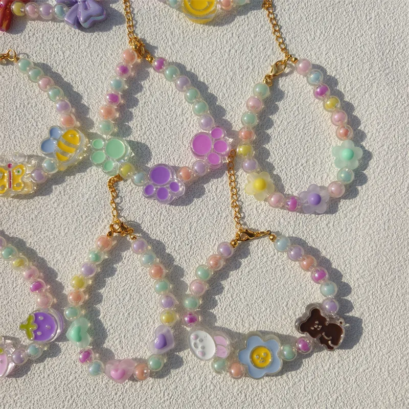 Pet Necklace Colorful Mixed Color Flower Pendant Handmade Beaded Cat Dog Collar Sweet Collar  Foreign Trade display picture 14