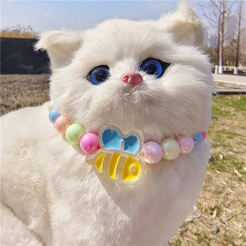 Factory Direct Supply Cool Colorful Beads Cat Collar Flower Strawberry Kitten Puppy Necklace Pet Item Scarf Decoration display picture 1