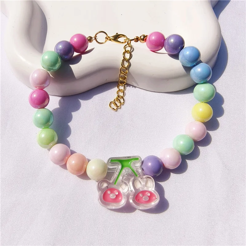 Factory Direct Supply Cool Colorful Beads Cat Collar Flower Strawberry Kitten Puppy Necklace Pet Item Scarf Decoration display picture 3