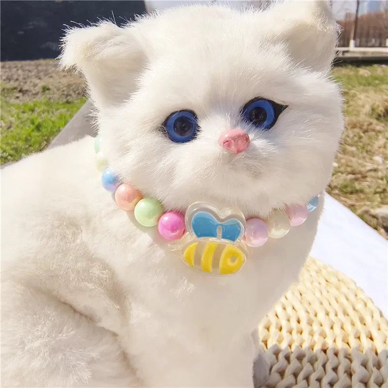 Factory Direct Supply Cool Colorful Beads Cat Collar Flower Strawberry Kitten Puppy Necklace Pet Item Scarf Decoration display picture 4