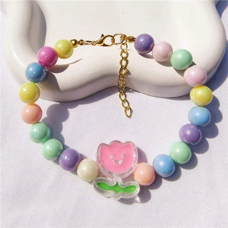 Factory Direct Supply Cool Colorful Beads Cat Collar Flower Strawberry Kitten Puppy Necklace Pet Item Scarf Decoration display picture 8