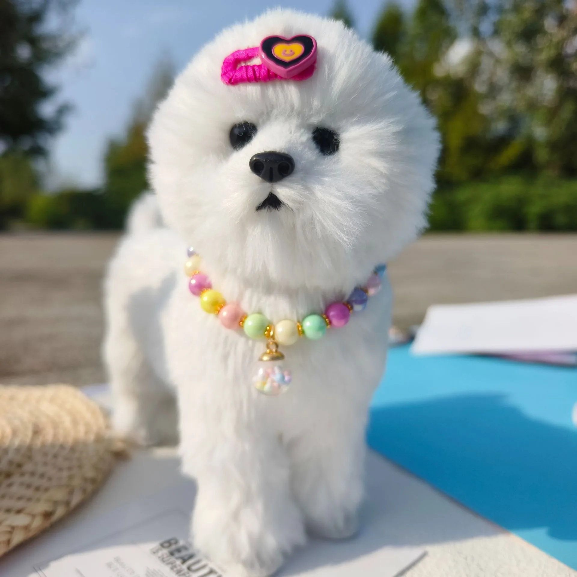 Color Pet Pearl Collar Golden Beads Handmade Dog Cat Collar Glass Ball Pendant 2 Styles display picture 22