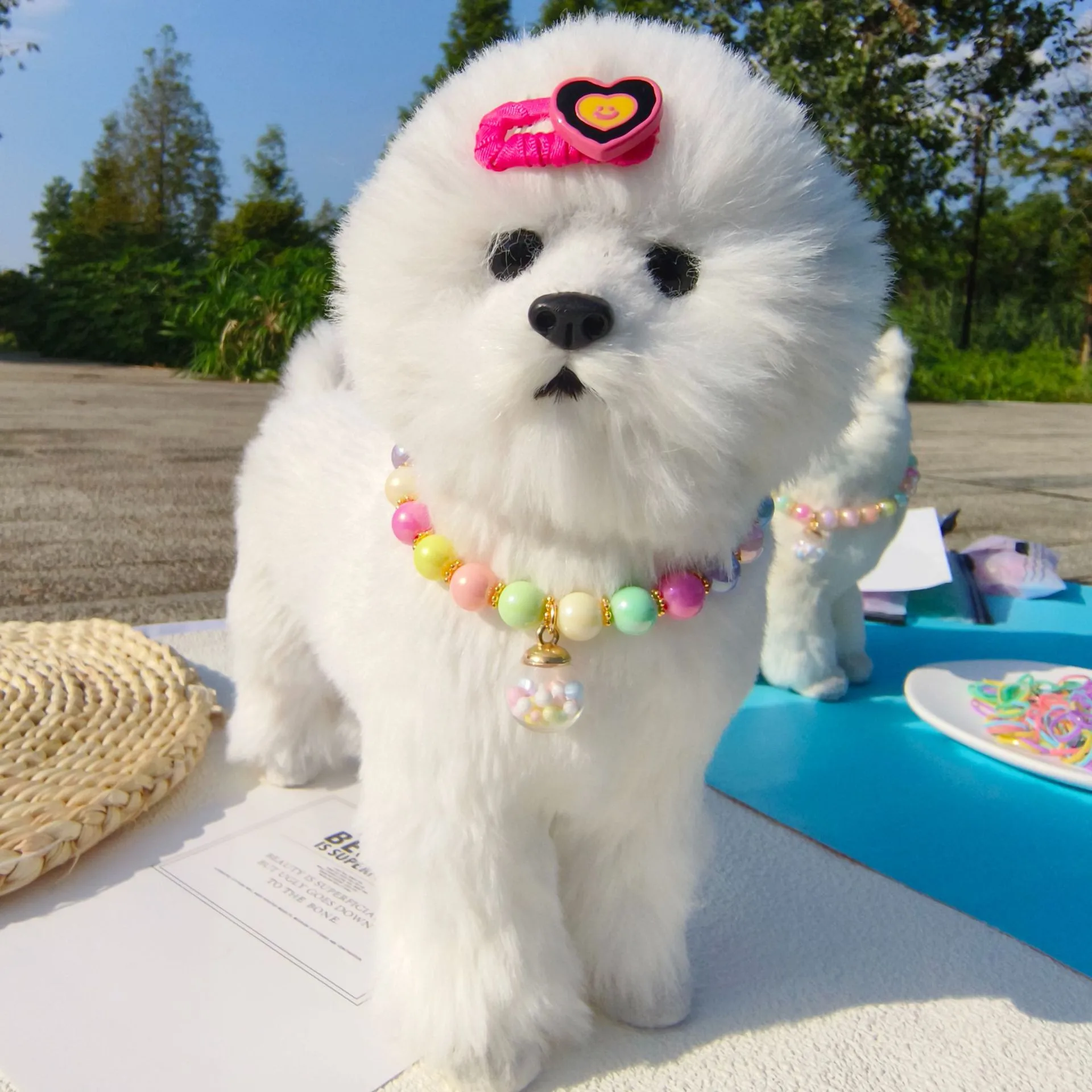 Color Pet Pearl Collar Golden Beads Handmade Dog Cat Collar Glass Ball Pendant 2 Styles display picture 26