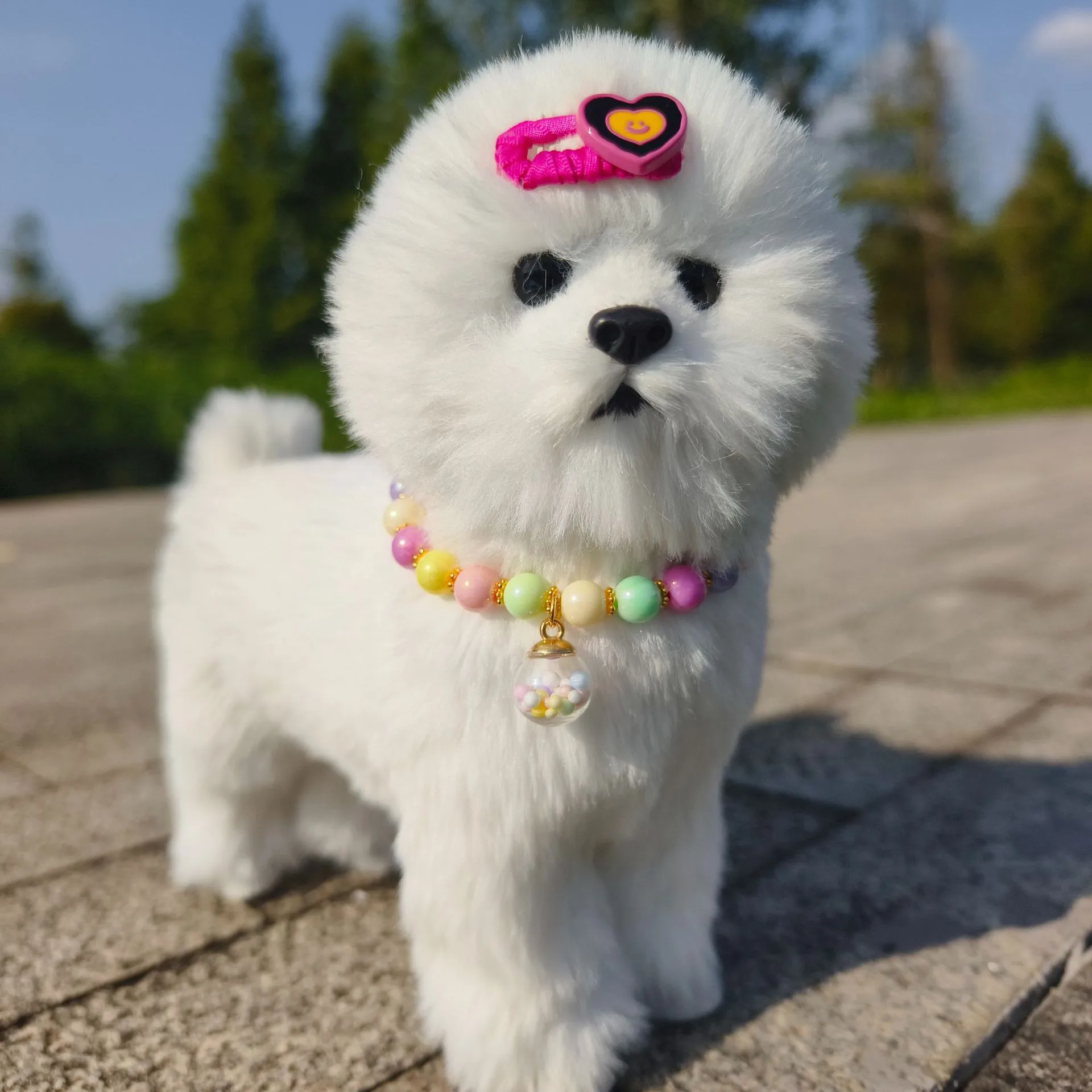 Color Pet Pearl Collar Golden Beads Handmade Dog Cat Collar Glass Ball Pendant 2 Styles display picture 27