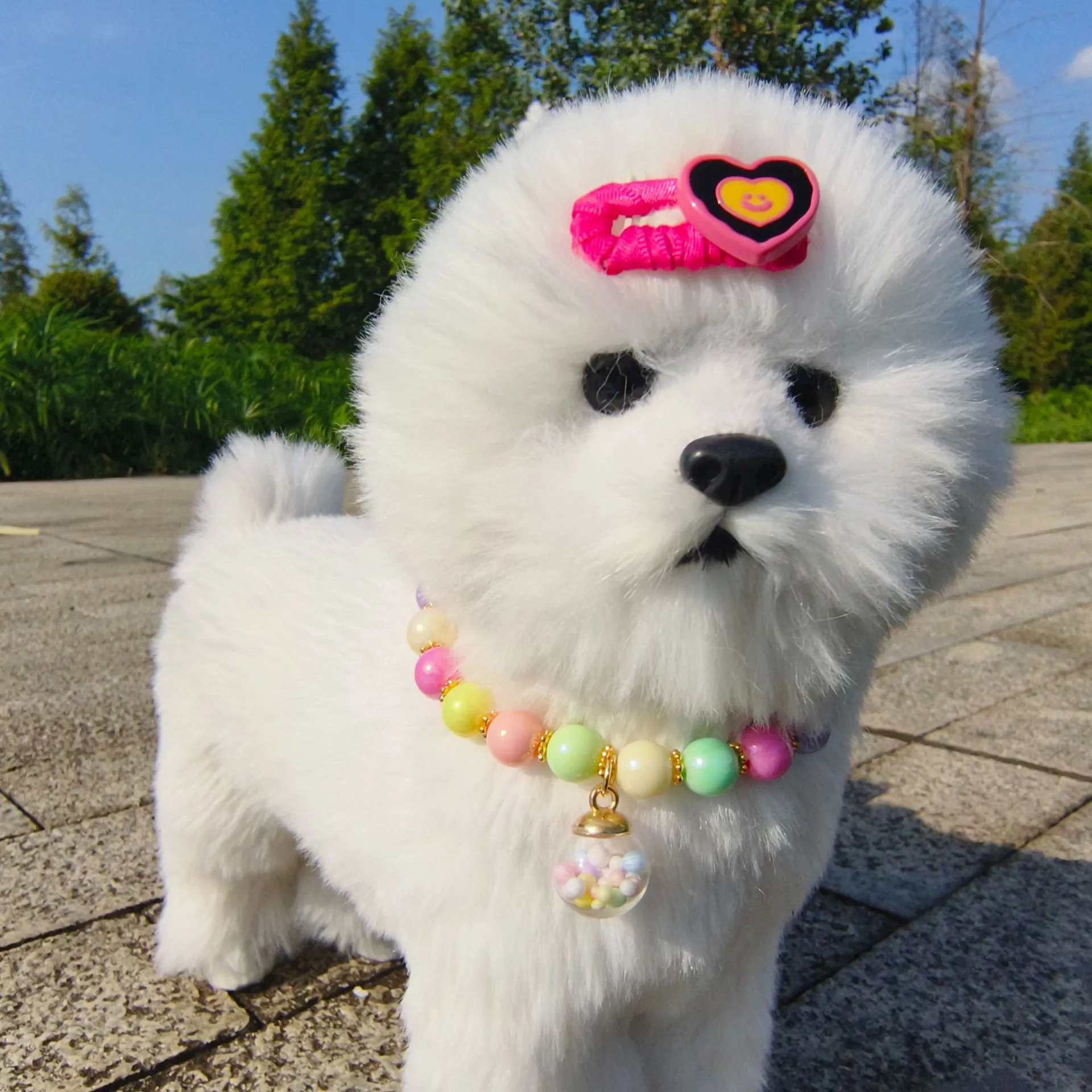 Color Pet Pearl Collar Golden Beads Handmade Dog Cat Collar Glass Ball Pendant 2 Styles display picture 28