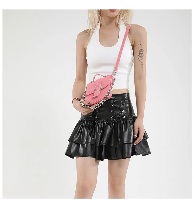 Women's Pu Leather Solid Color Streetwear Square Zipper Magnetic Buckle Shoulder Bag display picture 7