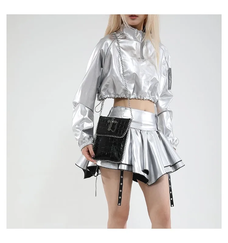 Women's Pu Leather Cross Crocodile Streetwear Square Magnetic Buckle Shoulder Bag display picture 4