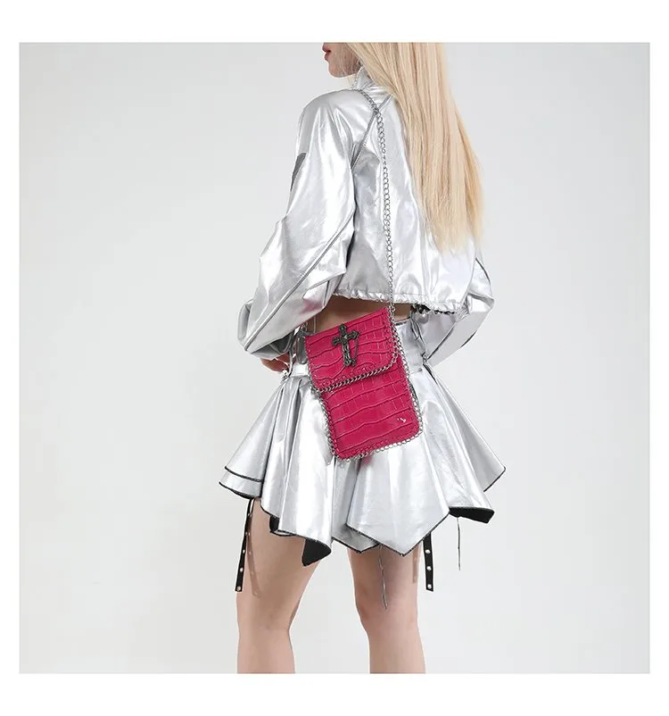 Women's Pu Leather Cross Crocodile Streetwear Square Magnetic Buckle Shoulder Bag display picture 7