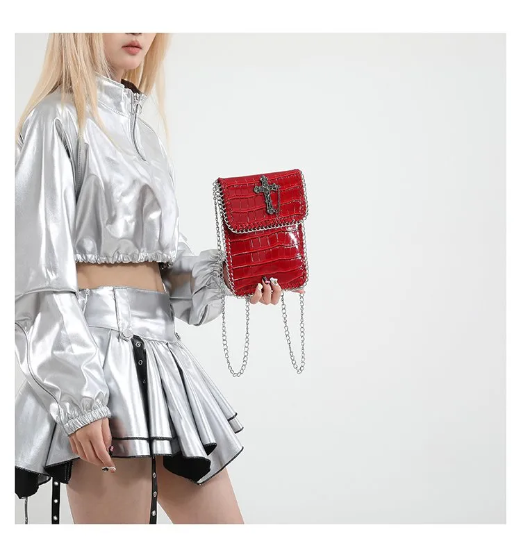 Women's Pu Leather Cross Crocodile Streetwear Square Magnetic Buckle Shoulder Bag display picture 17