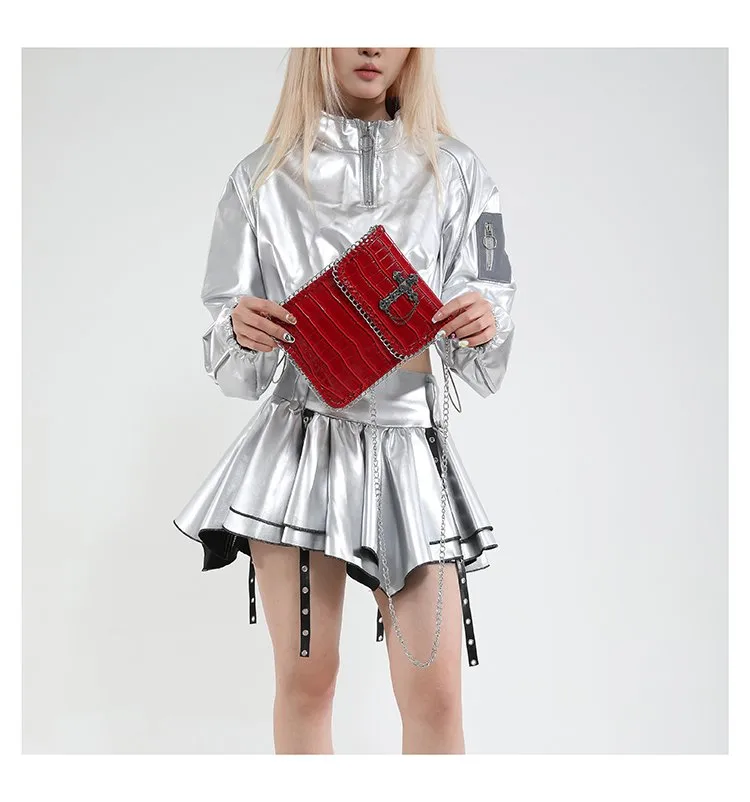 Women's Pu Leather Cross Crocodile Streetwear Square Magnetic Buckle Shoulder Bag display picture 16