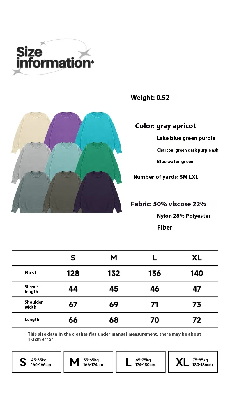 INF Men's Wear | 32 Core-spun Yarn Dopamine Crewneck Sweater  Fall/Winter Solid Color Loose Knitted Sweater display picture 1