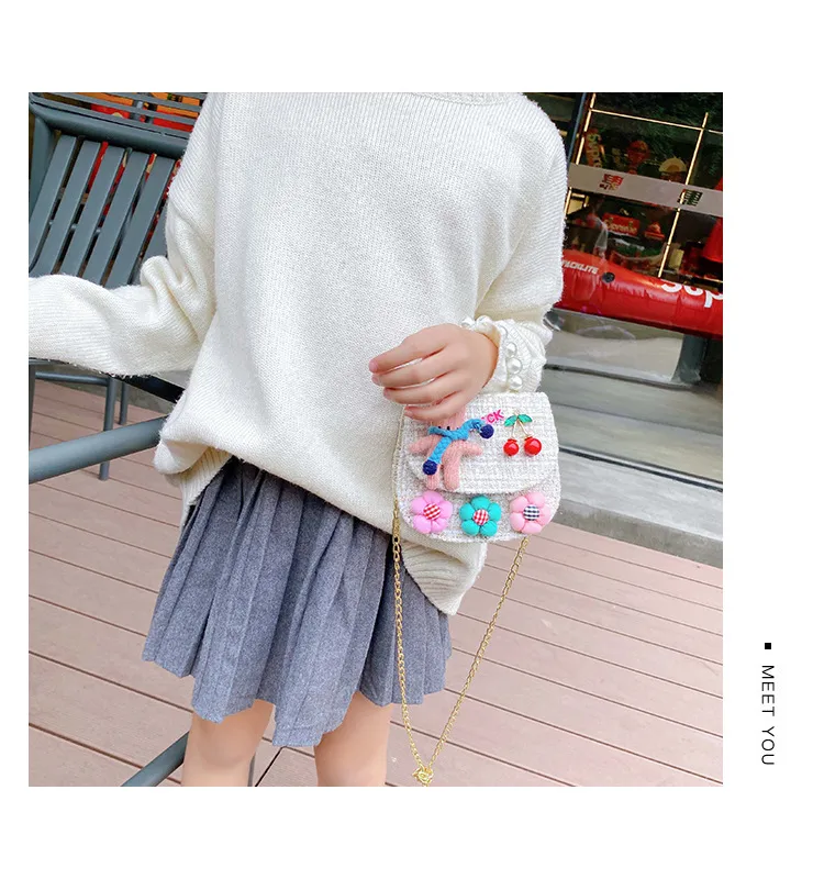 Fashion Children's Bag Cute Flower Baby Girl Coin Purse Cotton Linen Cartoon Bunny Children's Crossbody Bag display picture 13
