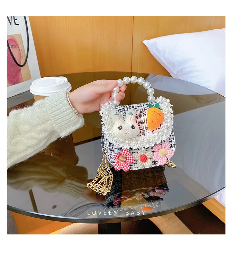 Fashion Children's Bag Cute Flower Baby Girl Coin Purse Cotton Linen Cartoon Bunny Children's Crossbody Bag display picture 16
