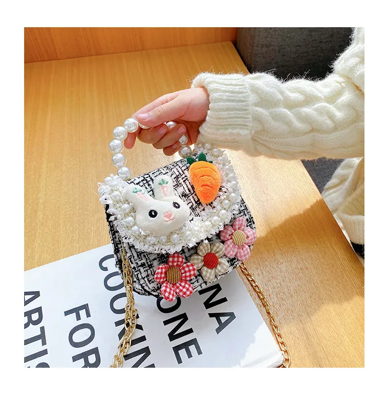 Fashion Children's Bag Cute Flower Baby Girl Coin Purse Cotton Linen Cartoon Bunny Children's Crossbody Bag display picture 17