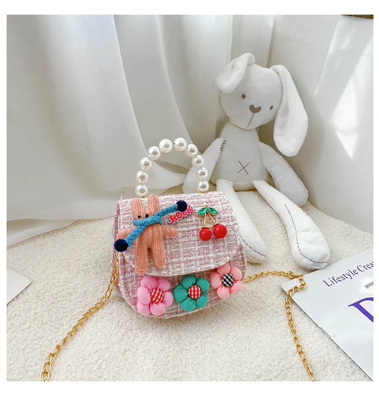 Fashion Children's Bag Cute Flower Baby Girl Coin Purse Cotton Linen Cartoon Bunny Children's Crossbody Bag display picture 29