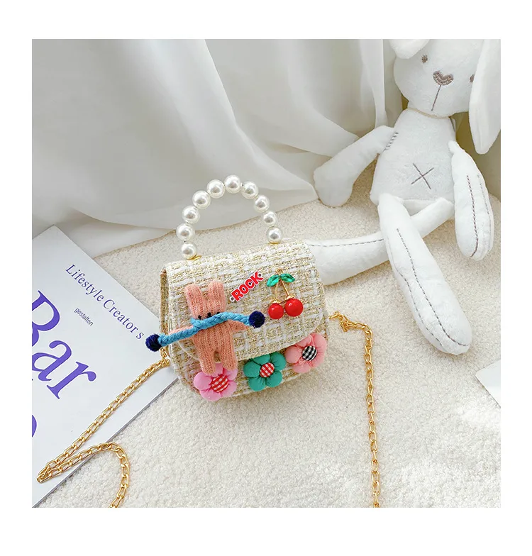 Fashion Children's Bag Cute Flower Baby Girl Coin Purse Cotton Linen Cartoon Bunny Children's Crossbody Bag display picture 30