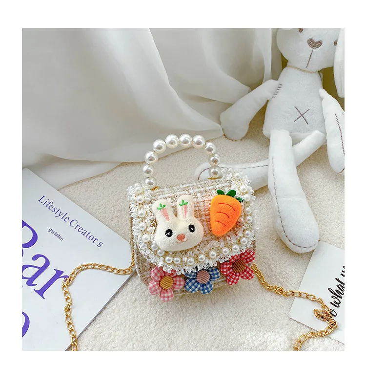 Fashion Children's Bag Cute Flower Baby Girl Coin Purse Cotton Linen Cartoon Bunny Children's Crossbody Bag display picture 31