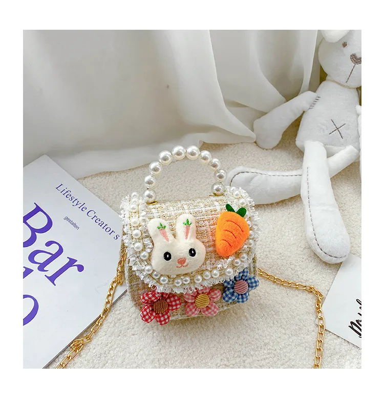 Fashion Children's Bag Cute Flower Baby Girl Coin Purse Cotton Linen Cartoon Bunny Children's Crossbody Bag display picture 37