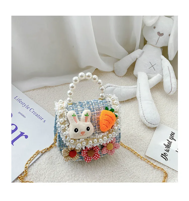 Fashion Children's Bag Cute Flower Baby Girl Coin Purse Cotton Linen Cartoon Bunny Children's Crossbody Bag display picture 39