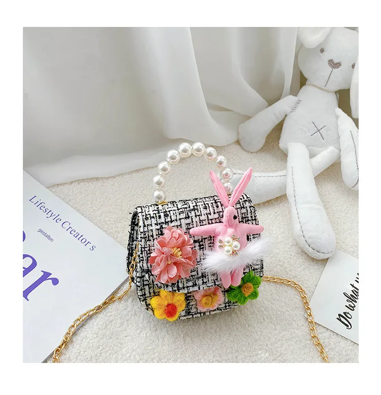 Fashion Children's Bag Cute Flower Baby Girl Coin Purse Cotton Linen Cartoon Bunny Children's Crossbody Bag display picture 41