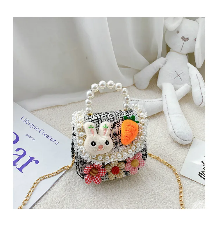 Fashion Children's Bag Cute Flower Baby Girl Coin Purse Cotton Linen Cartoon Bunny Children's Crossbody Bag display picture 45