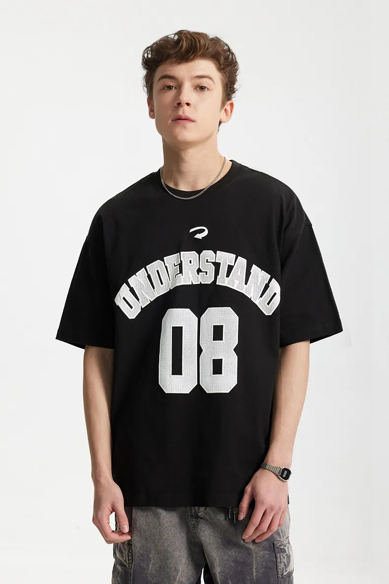 Jie Zhan Men's Wear | Foam American Letter Printing T-shirt  Spring/Summer New Beauty Tide Digital Printing Short Sleeve Men display picture 14