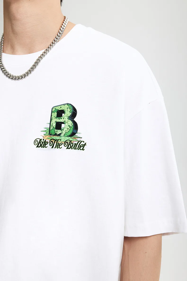 Jie Zhan Men's Wear | American Character Letter B Printed T-shirt  Spring/Summer New Street Loose Casual Short-sleeved Men display picture 7