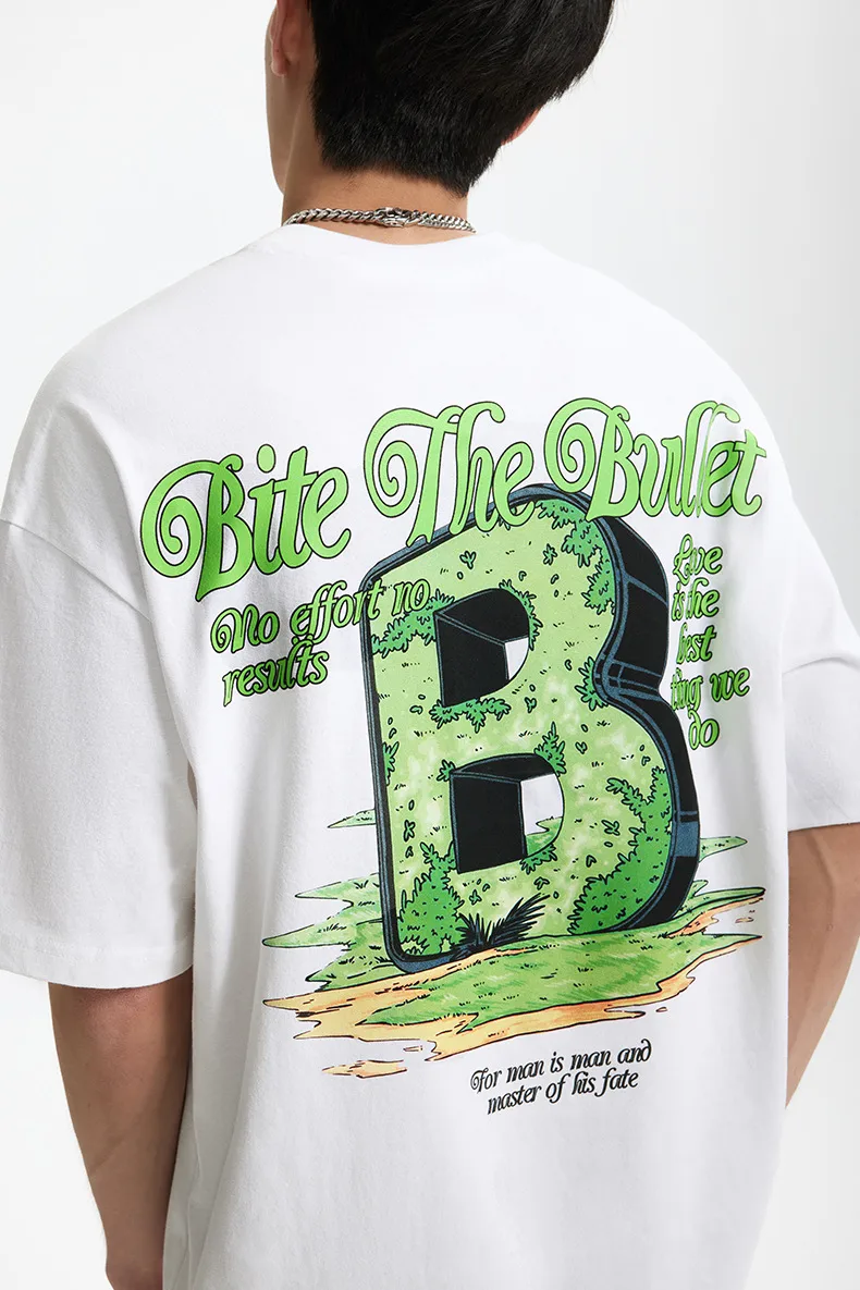 Jie Zhan Men's Wear | American Character Letter B Printed T-shirt  Spring/Summer New Street Loose Casual Short-sleeved Men display picture 10
