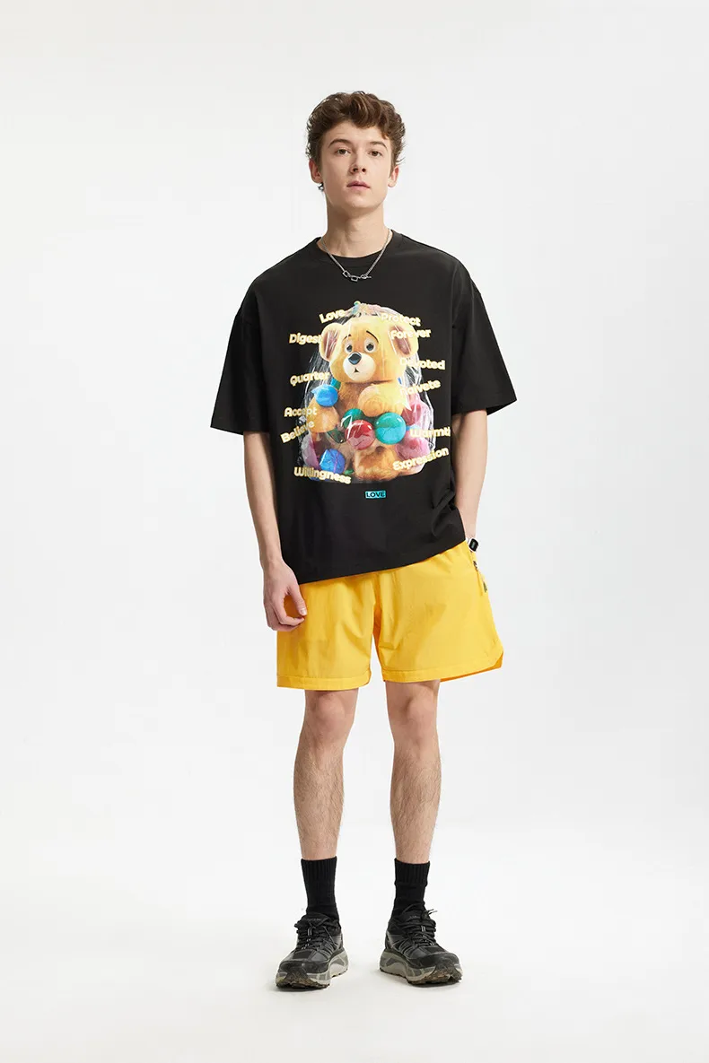 Jie Zhan Men's Wear | Fun Bear Printed T-shirt  Spring/Summer New 200G American Street Leisure Printed Short Sleeve display picture 11