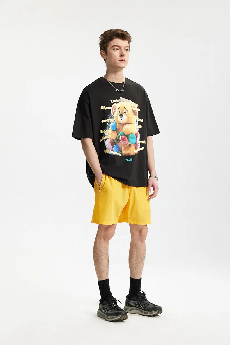 Jie Zhan Men's Wear | Fun Bear Printed T-shirt  Spring/Summer New 200G American Street Leisure Printed Short Sleeve display picture 12